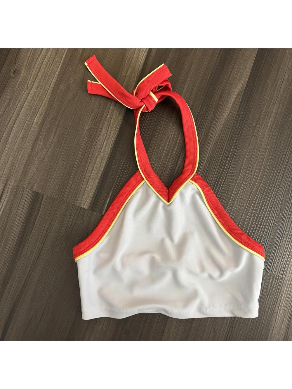 Urban Outfitters Out From Under Cropped Halter Top Blue Orange Straps Size XS